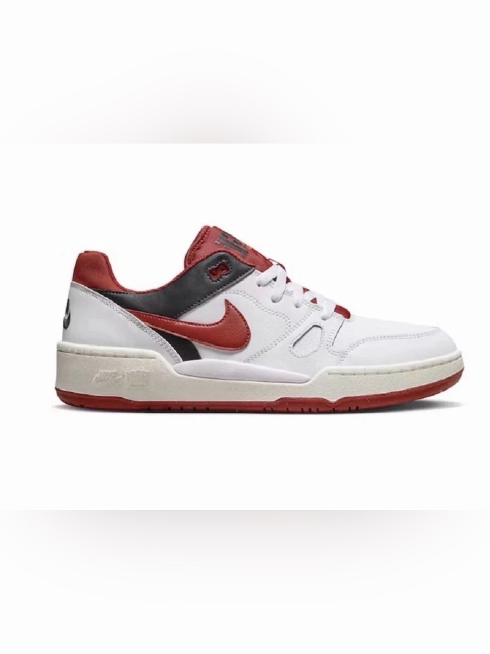 Nike Full Force Low White Black Red Lace Up Sneakers Retro FB1362-102 Mens 9.5